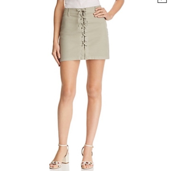 J Brand Sz 24 Olive (Gibson) Green “Talia” Lace Up Tie Front Pockets Mini Skirt
